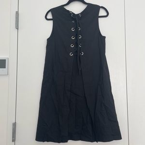 Theory Black Linen Sheath Dress w/ Lace-up Back